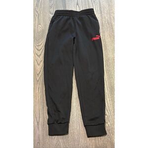 Puma Boys Sweat Jogger Pants Elastic Waist Logo Print Pull-On Black Size L